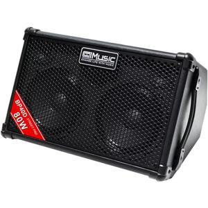 Coolmusic BP40D Powered Acoustic Guitar Amplifier- Portable Bluetooth Speaker 80W W/Battery with Reverb Chorus Delay Effect, 6 Inputs,3 Band EQ, Black
