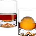 Hand Blown Crystal Whiskey Glasses Set of 2,12 oz Old Fashioned Cocktail Glasses,Lowball Rocks Glass,Unique Hexagonal Base for Bourbon,Scotch and Juice,Perfect for Oversized Ice Cubes