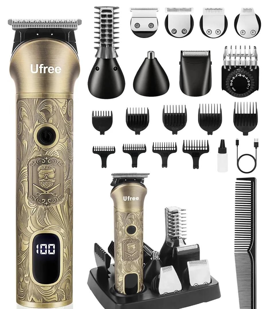 Ufree Beard Trimmer for Men, Electric Razor Shaver, Cordless Hair Clipper Shaving Kit for Mustache Body Nose Ear Hair Facial, Adjustable Beard Grooming Kit Birthday Gifts for Men