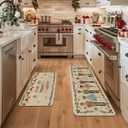 Artoid Mode Watercolor Nutcrackers Merry Christmas Decorative Kitchen Mats Set of 2, Home Party Low-Profile Kitchen Rugs - 24x35 and 24x59 Inch (Beige)