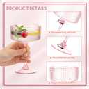 Plastic Martini Glasses 10oz, Detachable Ribbed Coupe Glasses with Gold Rim, Disposable & Reusable, Unbreakable BPA-free Vintage Cocktail Cups, Champagne Coupe for Party Wedding (Pink, 24pcs)