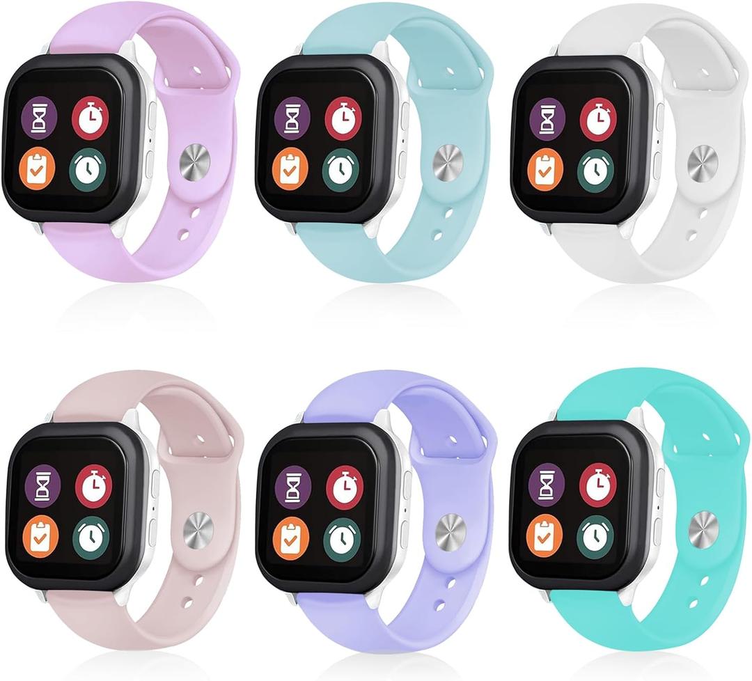 6 Pack Silicone Sport Bands Compatible with Gizmo Watch 3 Adventrue 3 2 1/Gabb Watch 3e 3 2 1/SyncUP Watch/Cosmo JrTrack Watch Band, 20mm Soft Breathable Replacement Strap