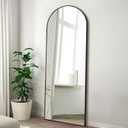 57"x20" Arched Full Length Mirror, Full Floor Mirror with Stand, Large Full Body Mirror, Wall Mirrors for Bedroom Living Room, Aluminum Frame (Black)