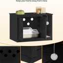 Hzuaneri Cat Litter Box Enclosure, Hidden Litter Box Cabinet Furniture with Bell, Indoor Cat House, Farmhouse Style, 31.5 x 19.7 x 20.9Inches, for Hallway, Bedroom, Black CB82404X