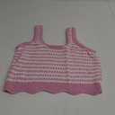 Saodimallsu Womens Striped Crop Tank Top Scoop Neck Going Out Summer Sexy Y2k Sleeveless Crochet Cotton Knit Slim Shirts Pink L