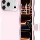 ORNARTO for iPhone 17 Pro Case 6.3", Wavy Liquid Silicone Shockproof Drop Protection Cover with Camera Control Button, Skin-Friendly Microfiber Lining  Chalk Pink