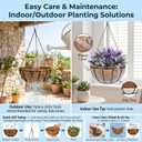 Kingbuy 10 Inch Metal Hanging Planter Basket with Coconut Liner Wire Plant Holder Watering Flower Baskets Round Pot Hanger Garden Decoration for Indoor Outdoor