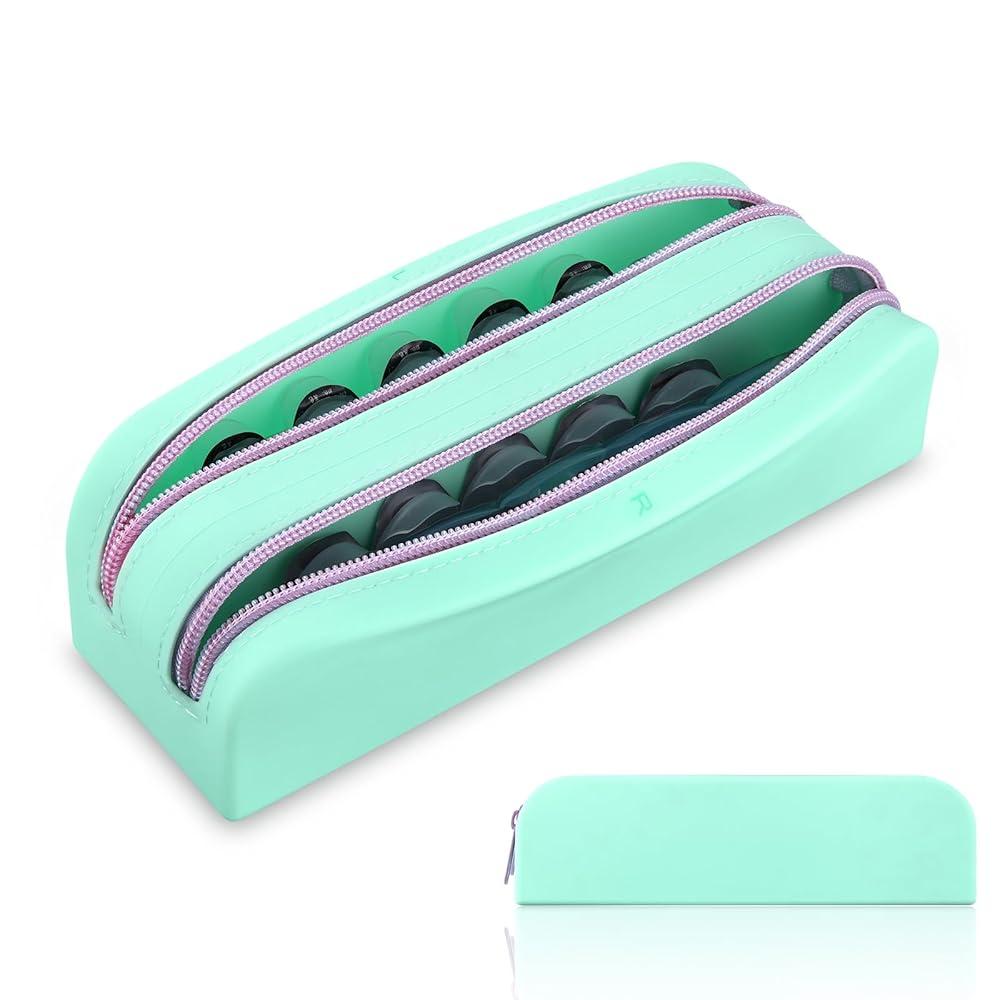 Daily Contact Lens Organizer Case, Portable Travel Storage Case with Clearly Labeled R & L, Water-Resistant Disposable Contact Lens Dispenser, Storage up to 80 lenses