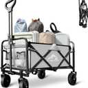 Collapsible Wagon Cart Foldable Portable Heavy Duty Folding Beach Wagons, Outdoor Utility Carts with Large Capacity for Grocery, Camping, Shopping, Fishing, Sports, Garden Gray