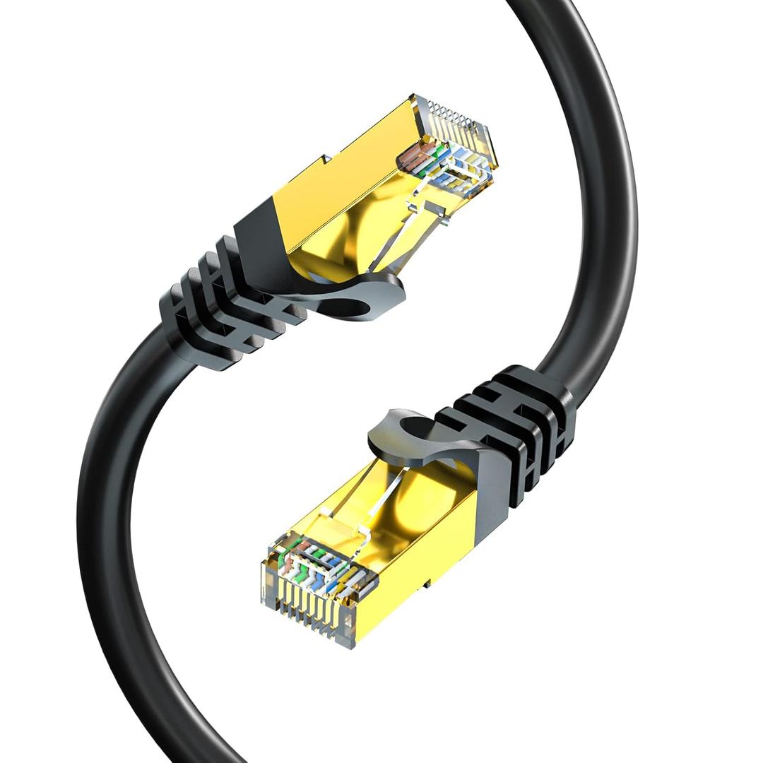 BIFALE Cat7 Ethernet Cable 75ft, Cat7 Outdoor Cable Triple Shielding SSTP 10Gbps 600MHz Ethernet Patch Cable for Modem Router LAN RJ45, UV/Water Proof, Direct Burial, PE Jacket