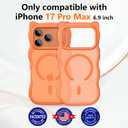 3 in 1 Magnetic for iPhone 17 Pro Max Case for Women Girls,1X Screen Protector+1X Camera Lens Protector,Compatible with MagSafe,Translucent Matte,Cute Cat-ear Wavy Phone Case,6.9",Bright Orange