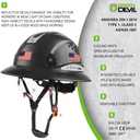 GREEN DEVIL Full Brim Hard Hat Vented Construction Safety Helmet OSHA Approved Cascos De Construccion ABS Work Hardhat for Men&Women 6 Point Adjustable Ratchet Suspension Custom Pattern Design, Matte Black Graphite Pattern With Built-In Visor
