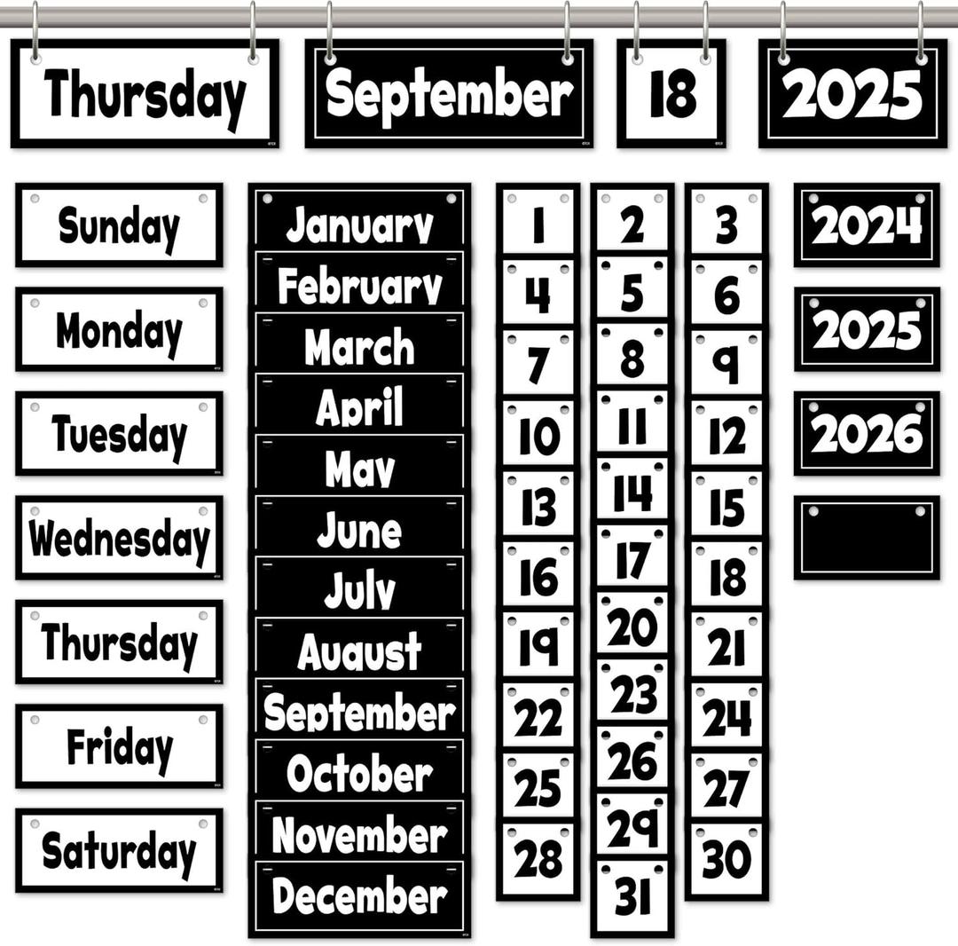 Teacher Created Resources Black and White Flip Calendar