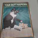 Crazysign Funny Cat Bathroom Decor Sign Tuxedo Cat Your Butt Napkin My Lady Tin Sign for Women Girls Cat Lovers Gift 8x12 INCH (3051)