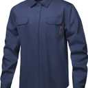 FR Shirt 7oz Fire Resistant Shirts Men's,CAT2 Welding Shirt 100% Cotton Flame Resistant Shirts Navy (2X-Large)