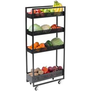 Heavy Duty Rolling Cart with Shelves & Locking Wheels | Multi-Level Kitchen Utility Cart or Food Trolley for Storage, Serving, & Organization | Kitchen Shelfs with Wheels