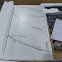 GarveeHome Extendable Dining Table Set for 4-6, Rectangle Large Extendable Kitchen Table with 2 Upholstered Benches & Metal Corner Protect for Dining, Apartment, Space Saving, Marble White