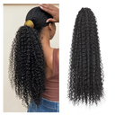 Sobeauyt Ponytail Extension 24inch Drawstring Ponytail Hair Extensions For Black Women Afro Kinky Curly Clip On Ponytails Synthetic Hairpiece Daily Use Party (1# Black Hair)