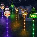 6 Pack LED Outdoor Solar Ground Inserted Christmas Decorative Lights, Waterproof Solar Courtyard Tree Snowman Reindeer, With 8 Color Modes
