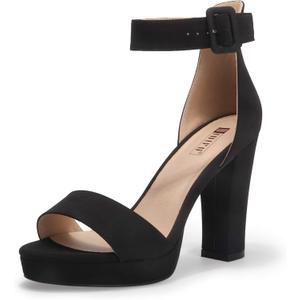 IDIFU Women's IN4 Sabrina Platform Chunky High Heels Ankle Strap Heeled Sandals Wedding Party Dress Shoes (9.5, Black Nubuck)