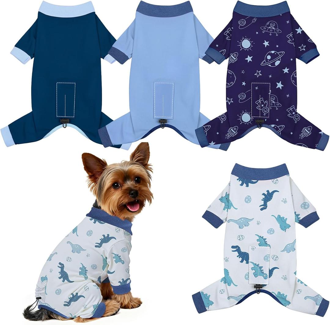 4 Pack Dog Pajamas Pet Costumes Dog Jammies Onesies Sweatshirt Adjustable Breathable Stretchy Clothes for Puppy Small Medium Large Dogs Girls Boys,S