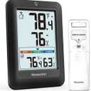 Newentor Indoor Outdoor Thermometer Wireless, Weather Stations Wireless Indoor Outdoor, Outdoor Thermometers for Patio House, Black with 1 Sensor