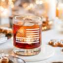 Birthday Gifts for Dad from Daughter Son - 11 oz Engraved Crystal Whiskey Glasses - Gifts for Dad Who Wants Nothing, Men Birthday Ideas (American Dad - White)