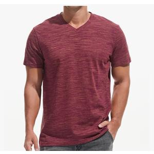 KLIEGOU Men's V Neck T Shirts - Casual Stylish Fitted Stretch Tees for Men L Dark Red