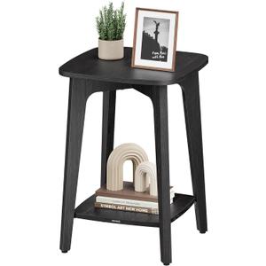VASAGLE MAEZO Collection - Side Table, 2-Tier Small Square End Table, Nightstand with Tapered Legs, Curved Transitions, for Small Spaces, Living Room, Bedroom, Charcoal Gray ULET236B01