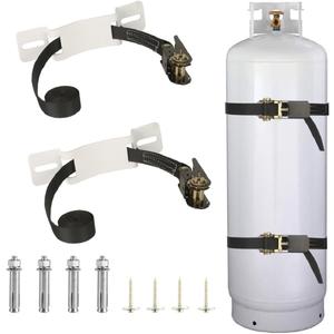 Propane Tank Holder Cylinder Wall Mounted Brackets, Ratchet Straps6.6ft , Steel Gas Cylinder Holder, Heavy Duty Gas Cylinder Holder Wall-Mounted Bracket (White 2)