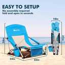 High Back Folding Beach Chair: 2 Pack Packable Lightweight Chairs Comfortable Foldable High Low Profile Sand Chair Set with Cup Holder for Adult Outdoor Concerts Lawn Camp Picnic