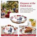 3 x Fancy Land Derby Day Oval Paper Plates Disposable Kentucky Horse Racing Platters Race of Roses Themed Tableware Dinnerware for Birthday Party Decorations 10 x 12 Inches 24Pcs