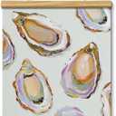 VIYYIEA Wooden Framed Canvas Wall Art Prints, Oysters Portable Hanging Posters, Summer Wall Decor Paintings Picture, Suit for Home Kitchen Office Living room Bedroom Bathroom - 16L x 12W