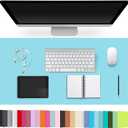 Leather Desk Pad Protector,Non-Slip Desk Pad(WatercolorBlue, 35.4" x 17")