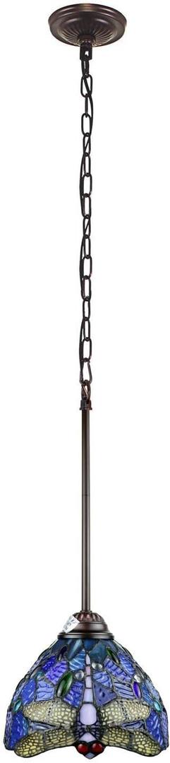 Chloe Lighting SUNNIVA Dragonfly Tiffany-Style 1 Light Mini-Pendant 8" Wide