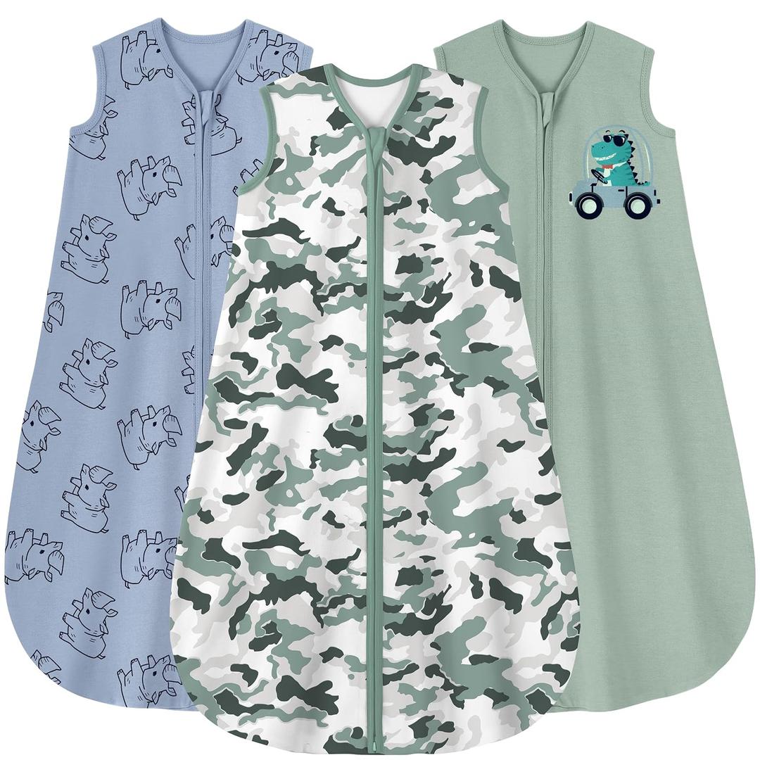 Yoofoss Baby Sleep Sack 18-24 Months Wearable Blanket for Babies 100% Organic Cotton 2-Way Zipper TOG 0.5 Toddler Sleeping Sack 3 Pack, Comfy Lightweight Sleep Sacks, XL