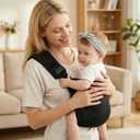 Baby Sling Carrier, Lightweight & Portable Adjustable Hip Seat, Ergonomic Hands-Free Side Carry for Infants & Toddlers 10-45 lbsBlack Cotton