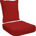 Sunnydaze 2-Piece Outdoor Back and Seat Cushion Set for Deep Seating Patio Chair - Red