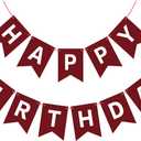 Hooqict Burgundy Happy Birthday Banner Sign for Backdrop Burgundy Birthday Party Decorations for Kids Girls Women Party Banner Wall Porch Door Hanging Garland