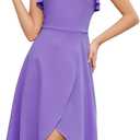 Meetjen Cocktail Party Dress Halter Neck Midi Wedding Guest Graduation 2025 Evening Sleeveless Prom Dresses (Medium, Lavender)