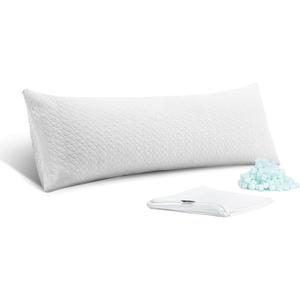 Rainmr Extra Thick Body Pillow Memory Foam  Long Pillow for Adults  Thicker Inner Case  Soft & Cooling Double Pillowcases, 20 x 54 inchesThicker Inner Body Pillow (White)