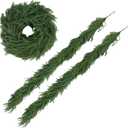 2 Pack 6FT Real Touch Norfolk Pine Christmas Garland  Artificial Greenery Holiday Garland for Mantel, Staircase, Fireplace, Windows, Doors & Outdoor Winter Decorations