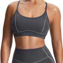 Aoxjox Women's Workout Sports Bras Fitness Training Gym Lexi Lined Bra Yoga Crop Tank (Iron Grey/Grey) S