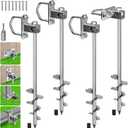 BeneLabel 2/4 Pack 18" 30" Ground Anchors Screw in Mobile Home Anchors Kits 2.8" Wide Tapered Spiral Trampoline Anchor Set with Bracket Swing Set Anchor for Playset, Tent, Shed, Fence, Swingset