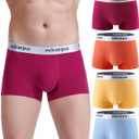 wirarpa Mens Trunks Underwear Cotton Boxer Briefs Short Leg Comfortable Underpants 4 Pack (XXXL)
