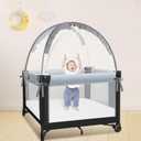 Crib Tent - Crib Net to Keep Baby in, Stop Baby from Climbing Out of Crib, Pop Up Crib Tent with Durable Breathable Net Double Zipper Strong Rods Installation Convenience