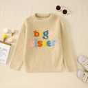 IZYJOY Big Sister Sweater Toddler Baby Girl Knit Embroidery Long Sleeve Pullover Sweatshirt Warm Fall Winter Top Clothes