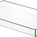 NIUBEE Acrylic Serving Tray 12x20 Inches -Spill Proof- Clear Decorative Tray Organiser for Ottoman Coffee Table Countertop with Handles