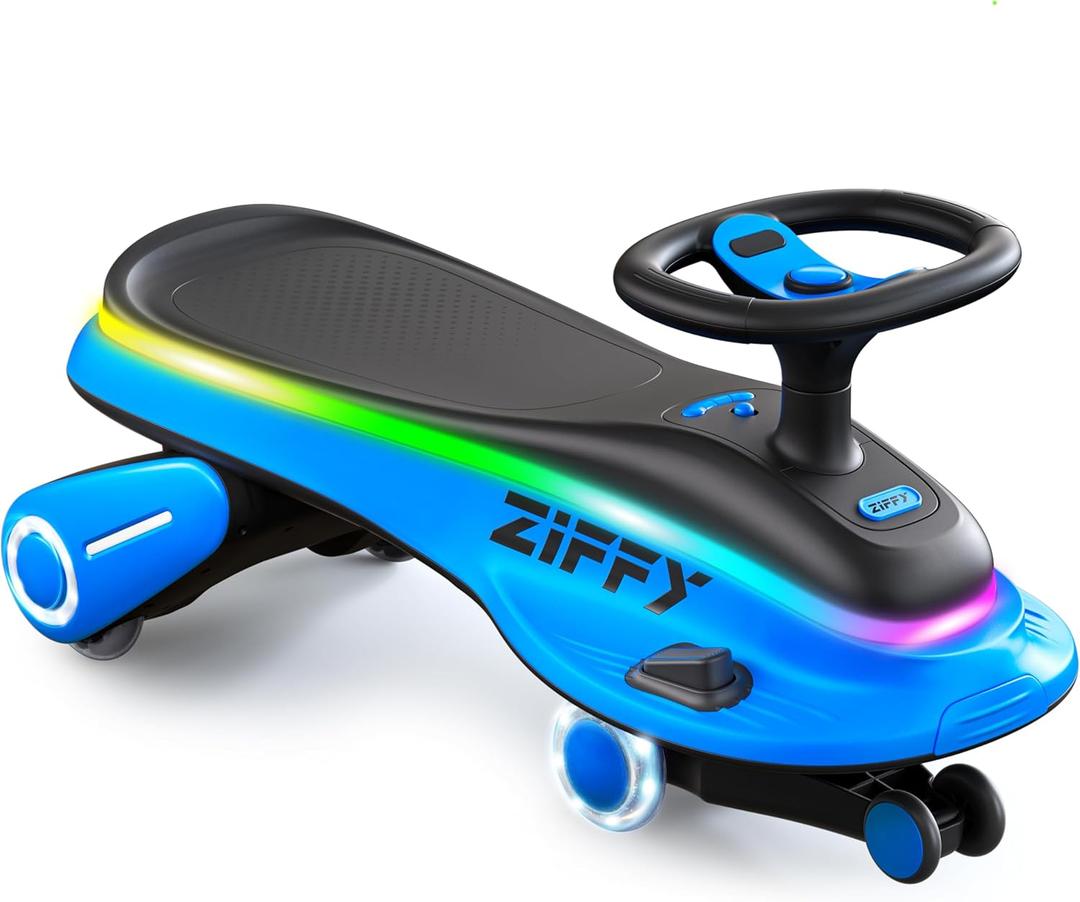 ZIFFY 45W 5.5A Light-Up Electric Wiggle Car with Pedal, Rechargeable Battery, 2-in-1 Swing Car, 2 Speed Ride-On Toy, Anti-Rollover, Flashing Wheels for Ages 3+ (Up to 110 lbs) Blue ZIFFY 45W 5.5A Light-Up Electric Wiggle Car with Pedal, Rechargeable Battery, 2-in-1 Swing Car, 2 Speed Ride-On Toy, Anti-Rollover, Flashing Wheels for Ages 3+ (Up to 110 lbs) Blue