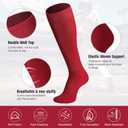 2 x 3 Pairs Soccer Baseball Sock, Youth Men and Women Knee High Softball Football Socks for Sports (Red, L)